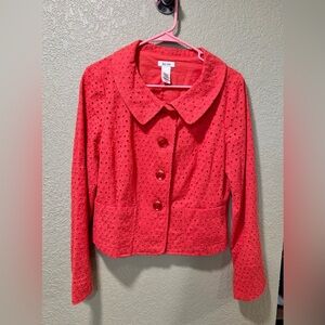 Liz Claiborne Women's Vibrant Coral Textured Blazer